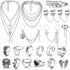 Sanfenly Punk Chain Rings+ Layered Chain Necklace Set for Women Men, Cool Goth Punk Vintage Stackable Open Finger Rings Statement Pendant Choker N...