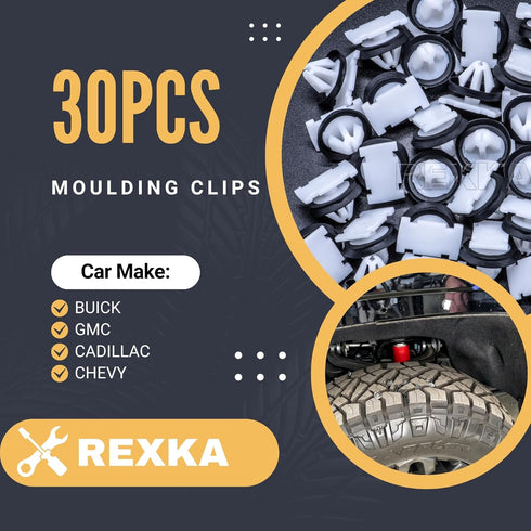 Rexka 30pcs Fender Flare Rocker Panel Moulding Clip 11547581 for GM Chevrolet Buick Cadillac GMC CT6 XT5 XTS Cruze Equinox Impala Silverado Traver...