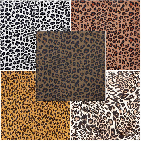 5pcs/Set Leopard Patterned Heat Transfer Vinyl, Stretchable 12" x 10" Cheetah Print HTV Vinyl Sheets for T-Shirt Decoration and DIY Craft Material...