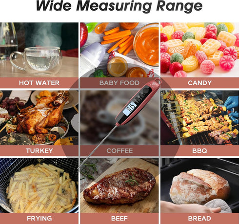 DOQAUS Digital Meat Thermometer, Instant Read Food Thermometer for Cooking Kitchen Candy with Super Long Probe for Turkey Grill Water Oil Deep Fry...