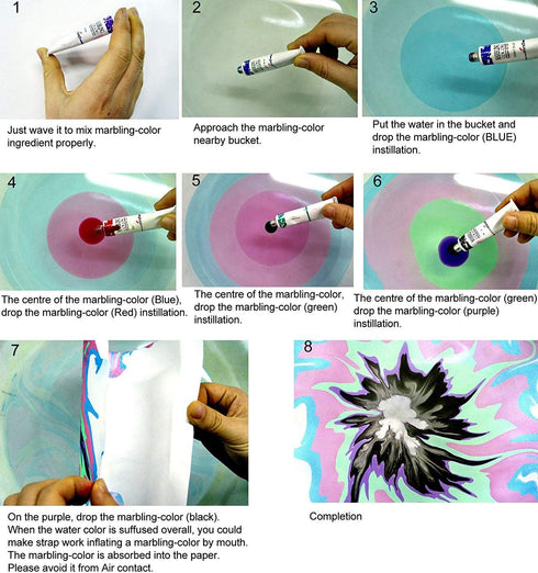 New Water Marbling Paint 12 Colors Tube Set / 12ml Marble kit...