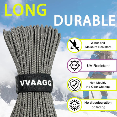 Climbing Utility Cord 100FT, 4mm Utility Heavy Duty 12 Strand Nylon Climbing Camping Rope, Tent Rope, Clothsline Rope, Marine Weatherproof Rope...
