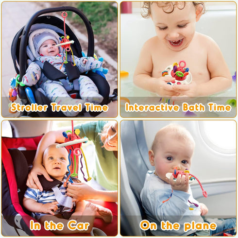 AiTuiTui Sensory Montessori Baby Toys 6 to 12 Months, Toddler Travel Toys for 1 2 Year Old Boy Girl Birthday Gifts, Soft Pull String Fidget Educat...