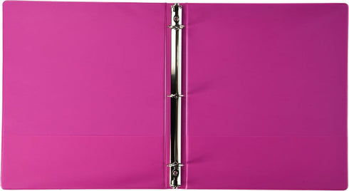 BAZIC 1" Fuschia 3-Ring View Binder w/ 2-Pockets...