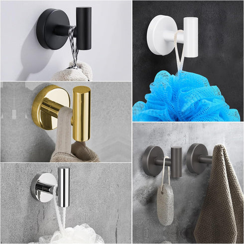 4 Pack Towel Hooks, Robe Hook, Bathroom Coat Hook Wall Mounted, SUS304 Stainless Steel Bathroom Hooks, Towel Hook for Bedroom Kitchen Hotel Office...