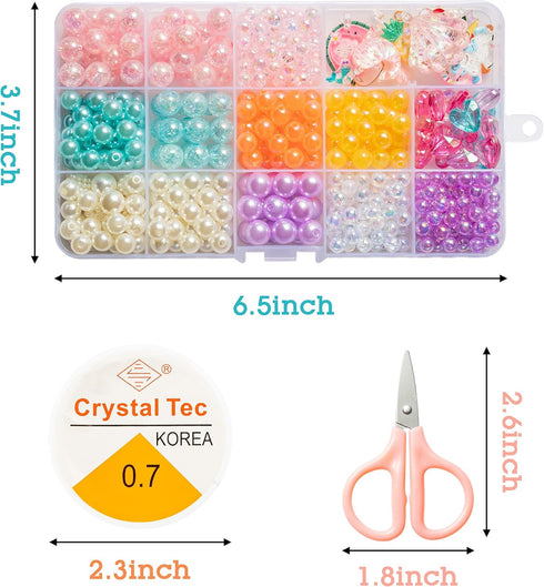 OSNIE Summer Rainbow DIY Bead Jewelry Making Kit for Kids with Watermelon Pineapple Ice Cream Strawberry Peach Cherry Y2K Beads and Charms for Bra...
