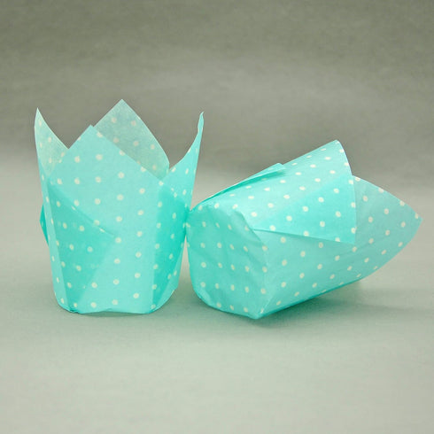 Large Muffin Greaseproof paper Baking cupcake cups, 2-1/4" x 4" Blue printed with Polka Dot Tulip Baking Cup(Large) (125pcs)...