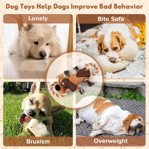 Squeaky Dog Toys, Tug of War Dog Toy for Large Dogs, Plush Puppy Toys with Pull Rope, Interactive Dog Toys for Small, Middle, and Big Dogs...