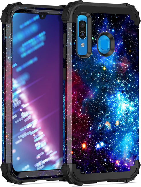 Miqala for Galaxy A20/A30/A50 Case,Shiny in The Dark Three Layer Heavy Duty Shockproof Hard Plastic Bumper +Soft Silicone Rubber Protective Case f...