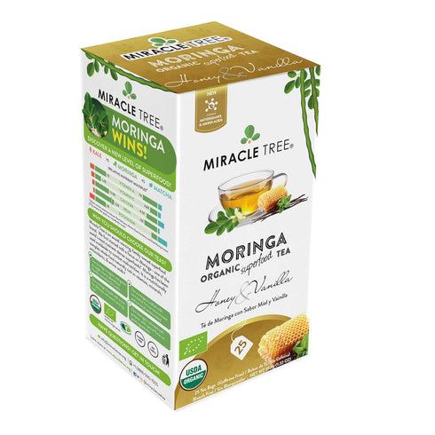 Miracle Tree - Organic Moringa Superfood Tea, 25 Individually Sealed Tea Bags, Honey & Vanilla (Keto, Detox, Energy/Immunity Booster, Vegan, Glute...