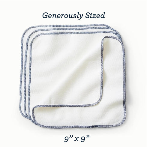 Esembly Wipe Ups, Organic Cotton Reusable Baby Wipes, Soft and Sturdy Washable Cloth Diaper Wipes, One Size, 12-pk...