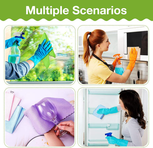 9 Pieces Fish Scale Cloth Microfiber Cleaning Cloth Nanoscale Cloth Glass Cleaning Wave Pattern Fish Scale Cloth Rag for Washing Windows, Mirrors ...