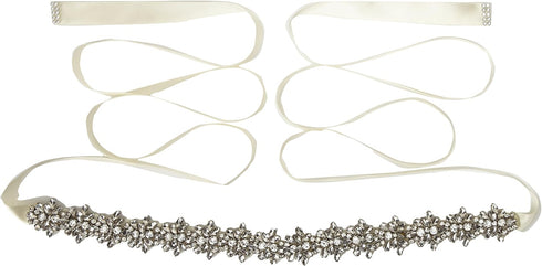 ULAPAN Rhinestone Bridal Belt Sashes for Women Dress, Diamond Wedding Belts Sash Ribbon for Bridesmaid Prom Gowns (Ivory)...