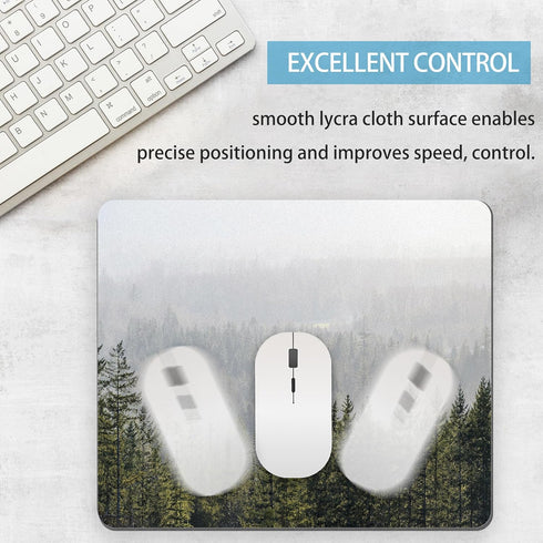 Tree Mouse Pad Green Misty Mountain, Nature Landscape Mousepads Square for Desk Foggy Fir Forest Valley Small Desk Pad Mouse Mat Washable Computer...