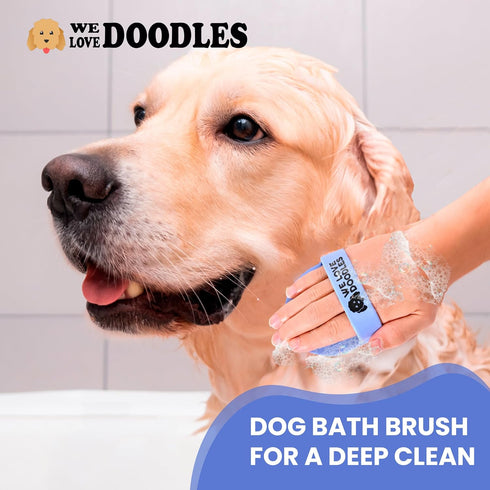 Dog Grooming Bath Brush, Pet Rubber Brush For Shower Scrubbing & Soothing Massage, Ideal for Long & Short Haired Dogs and Cats, Essential Puppy Gr...