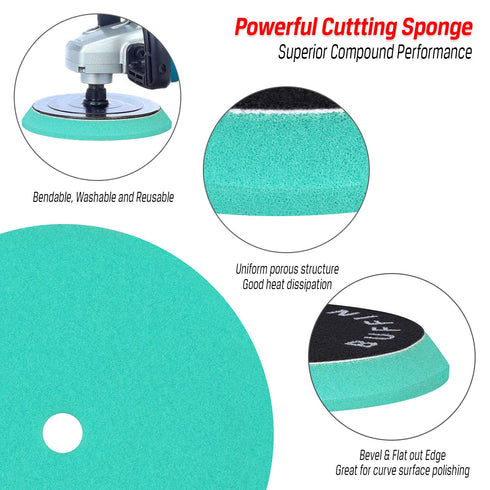 3pcs Polishing Pads for Orbital Sander, Orbital Buffing Pads Hook and Loop Foam Buffer Pad Set for Cutting, Compounding, Polishing and Waxing (5 i...