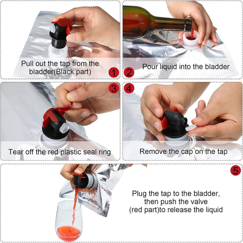 Zonon 6 Pieces Wine Purse Refill Bags Refill Bladders Reusable Refillable Wine Replacement Storage Pouch for Wine Cools, Purse, Holders, Carriers(...