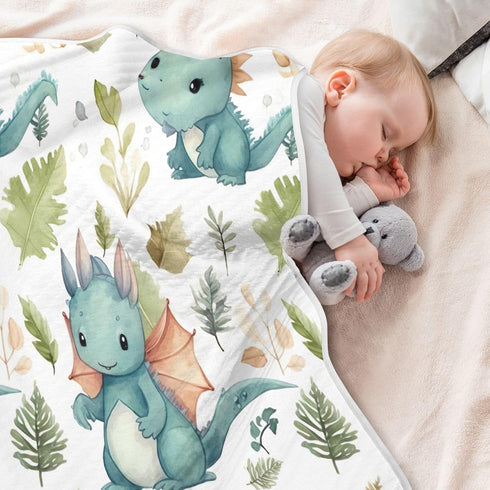 Cute Dragon Baby Blanket for Girls Boys Soft Warm Reversible Infant, Newborn, Toddler Receiving Blanket Unisex Travel Throw Blanket for Crib Strol...