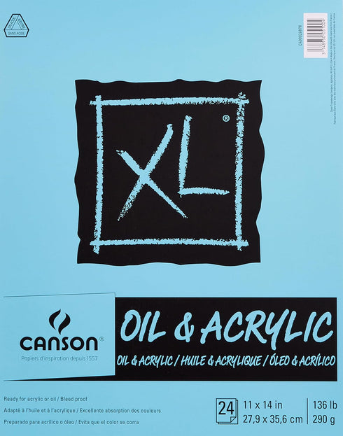 Canson XL Series Oil and Acrylic Paper, Foldover Pad, 11x14 inches, 24 Sheets (136lb/290g) - Artist Paper for Adults and Students...