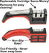 Ergo Chef Fastedge 2 Stage Knife Sharpener, Tabletop Kitchen Knife Sharpener, Tungsten Carbide and Ceramic Inserts, Red...