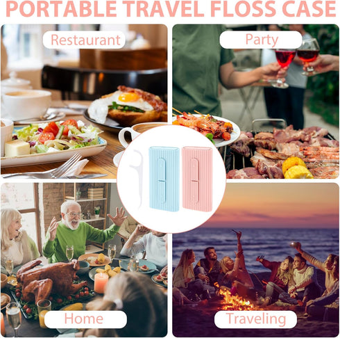 Portable Dental Floss Boxes, 2pcs Dental Floss Case Floss Pick Dispenser Refillable Floss Holder Travel Oral Care Tool for Teeth Cleaning 10 Adult...