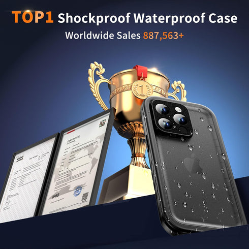 Cozycase Compatible with iPhone 13 Pro Max Waterproof Case - Full Body Dustproof Shockproof Built in Screen Protector Rugged Waterproof Case for i...