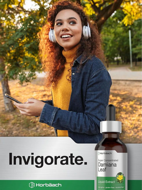 Horbaeach Damiana Leaf Herb Liquid Extract | Alcohol Free | 2 fl oz | Vegetarian, Non-GMO & Gluten Free Tincture...