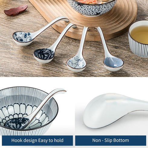 Soup Spoons Asian Soup Spoon ceramic Pho Spoons Chinese Soup spoons dumpling Japanese Soup Spoons Vietnamese Gifts set Asian Spoons Soup Ramen Kor...