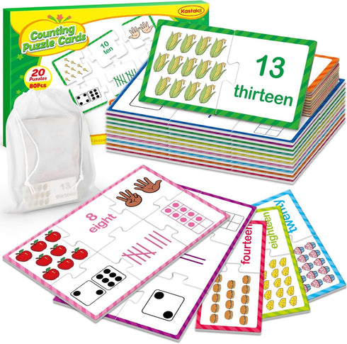 Number Puzzle Cards,Counting Toys,Math Manipulatives,Math Games for Kids,Toddler Puzzles,Matching Games,Preschool Learning Activities,Kindergarten...