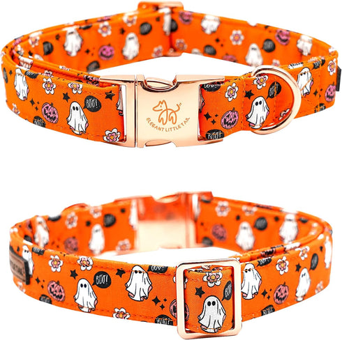 Elegant little tail Halloween Dog Collar, Fall Dog Collar Orange Pumpkin Holiday Pet Dog Collar Dog Bow Collar Pet Durable Adjustable Girl Boy Dog...
