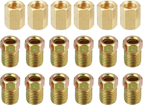 X AUTOHAUX 1 Set Brake Line Fittings Assortment for 3/16" Brake Line Tube with 6 Unions 12 Nuts...