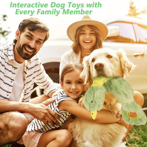 Large Plush Squeaky Dog Toys for Aggressive Chewers, Interactive Tug of War Puppy Toys for Indoor Play - Duck Stuffed Dog Toys with Soft Fabric fo...