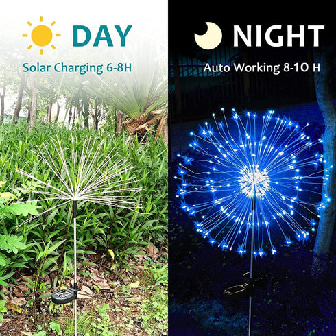 JJGoo Solar Garden Lights Solar Firework Lights, 2 Pack 150 LEDs 2 Lighting Modes Solar Lights Outdoor Waterproof for Garden Patio Walkway Pathway...