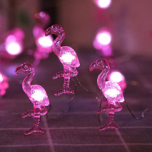Solar Outdoor Flamingo String Lights, 15.8 FT 30 LED Solar Flamingo Fairy Lights 3 Modes Copper Wire Lights Waterproof for Garden Patio Gate Yard ...