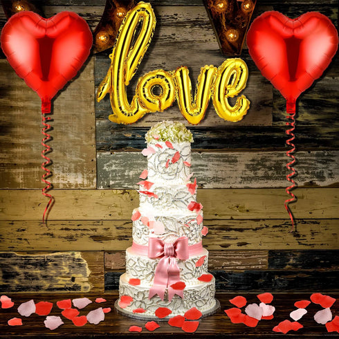 Valentines Day Red Wedding Decorations Artificial Petals Heart Shaped Love Foil Balloons Silk Rose Petals Romantic Design for Wedding Engagement A...