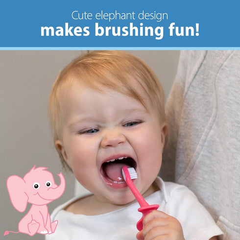 Dr. Brown's Infant-to-Toddler Toothbrush, Elephant, Pink, 0-3 Years...