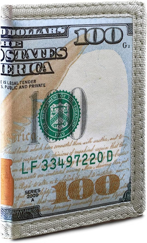 $100 Trifold Wallet - US Dollar Bill Wallet for Men - Money Wallet for Women - Leather Wallet with Card Slot and ID Window - Billfold Wallet for T...