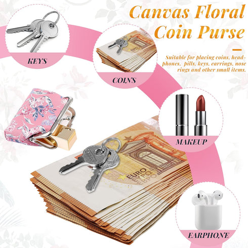 10 Packs Women Coin Purse Small Coin Purses Pouches Cute Change Wallets for Women Kiss Lock Change Purse Change Pouch (Floral)...