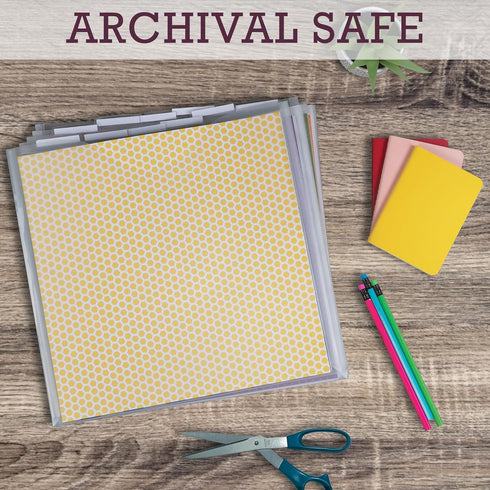 Samsill Scrapbook Storage Organizer Folders 12x12 Inch, 12 Pack, Paper Files with Customizable Tabs, Includes 12 Blank White tabs, Top-Loading, He...