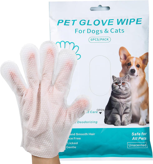 Pet Cleaning & Grooming Glove Wipes, Hypoallergenic Dog Deodorising Bath Wipes, Easy Dry Cleaning Gloves Cat Wipes, Nourishing Fur Wipes, For Groo...