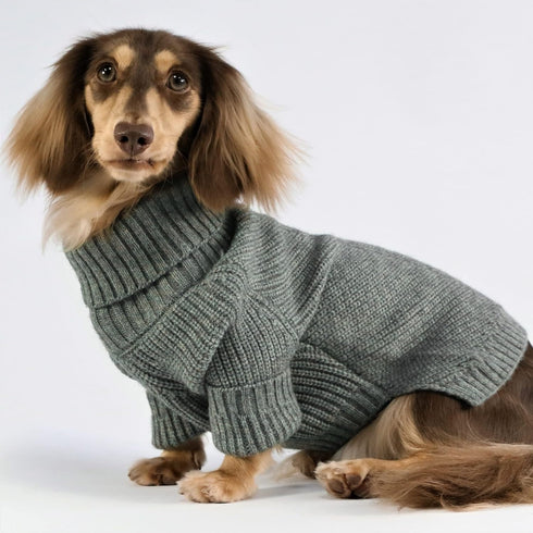 Fitwarm Dog Turtleneck Sweater, Thermal Knitted Pet Coat, Dog Winter Clothes for Small Dogs, Cat Apparel, Heather Grey, Large...