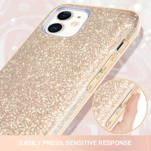 MILPROX Case Compatible for iPhone 11, Bling Sparkly Glitter Luxury Shiny Sparker Shell, Protective 3 Layer Hybrid Anti-Slick Slim Soft Cover for ...