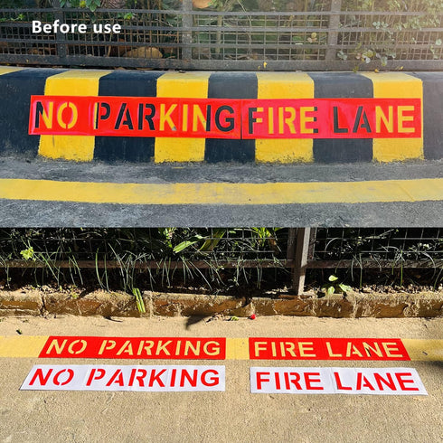 4 pcs 4 Inch FIRE Lane No Parking Stencil-Vinyl Self Adhesive Parking Lot Stencils-Pavement Letter Spray Painting Sticker Stencil-6x59" No Parking...