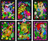 Koala, Gecko, Elephant,Monkey, Parrot, Tiger - 6 Fuzzy Velvet Posters to Color...