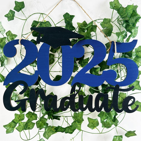2025 Graduation Party Decorations Wooden Sign Blue Class of 2025 Photo Booth Props 2025 Graduation Picture Props for 2025 Graduation Party Supplie...