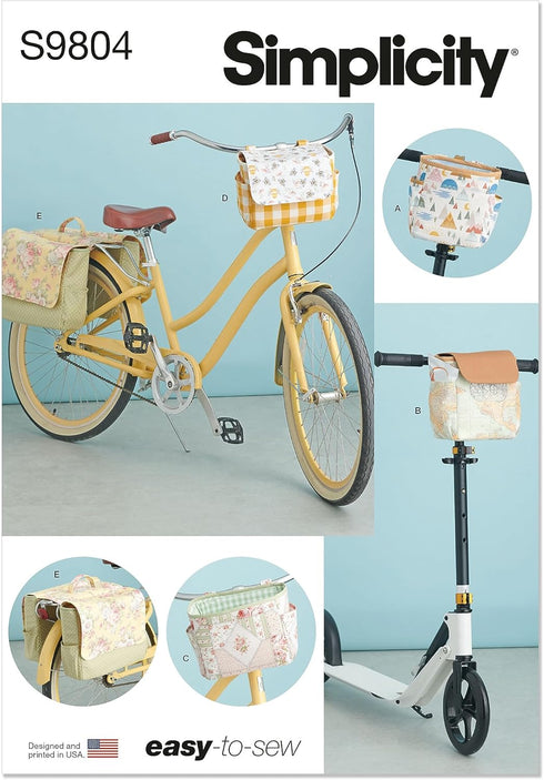 Simplicity Easy Bicycle Baskets, Bags and Panniers Sewing Pattern Kit, Design Code S9804, One Size, Multicolor...