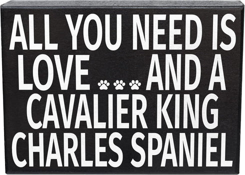 JennyGems All You Need Is Love and a Cavalier King Charles - Wooden Dog Lover Gift Sign - Christmas Gift for Cavalier Owners - Rustic Shelf Decor ...
