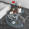 Bathroom Tray Organizer, 10'' Large Acrylic Moon-Shape Vanity Tray Jewelry Tray for Perfume Cosmetic Candle Jewelry, Clear Blue w/Glitter Durable ...