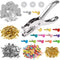 200 Pieces Paper Fasteners Brads, Multi Color Mini Brads Round Fasteners with 200 Pieces Silver Washers and Single Hole Metal Punch Pliers, Metal ...