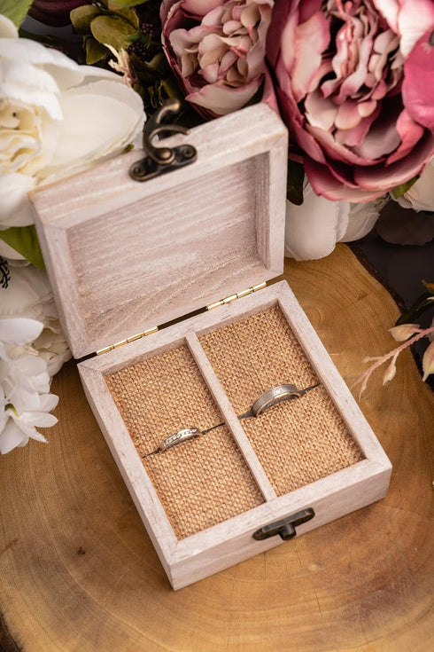 Strova Wooden Ring Box for Wedding Rings and Couple Jewelry - Engraved Mr. & Mrs. Lettering - Ring Bearer Box for Display or Personal Organizer - ...